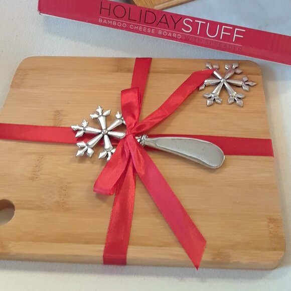 Bamboo Cheese Board With Spreader Set New In Box - Picture 7 of 8